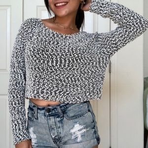 Speckled Cropped Sweater